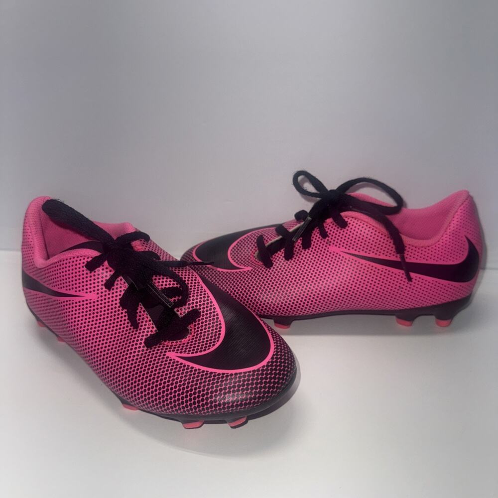 Nike Bravata II FG Soccer Cleats Pink Black Youth Kids Size 2.5 Futbol